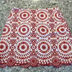 Loft 00P high waisted eyelet and white stitch design skirt